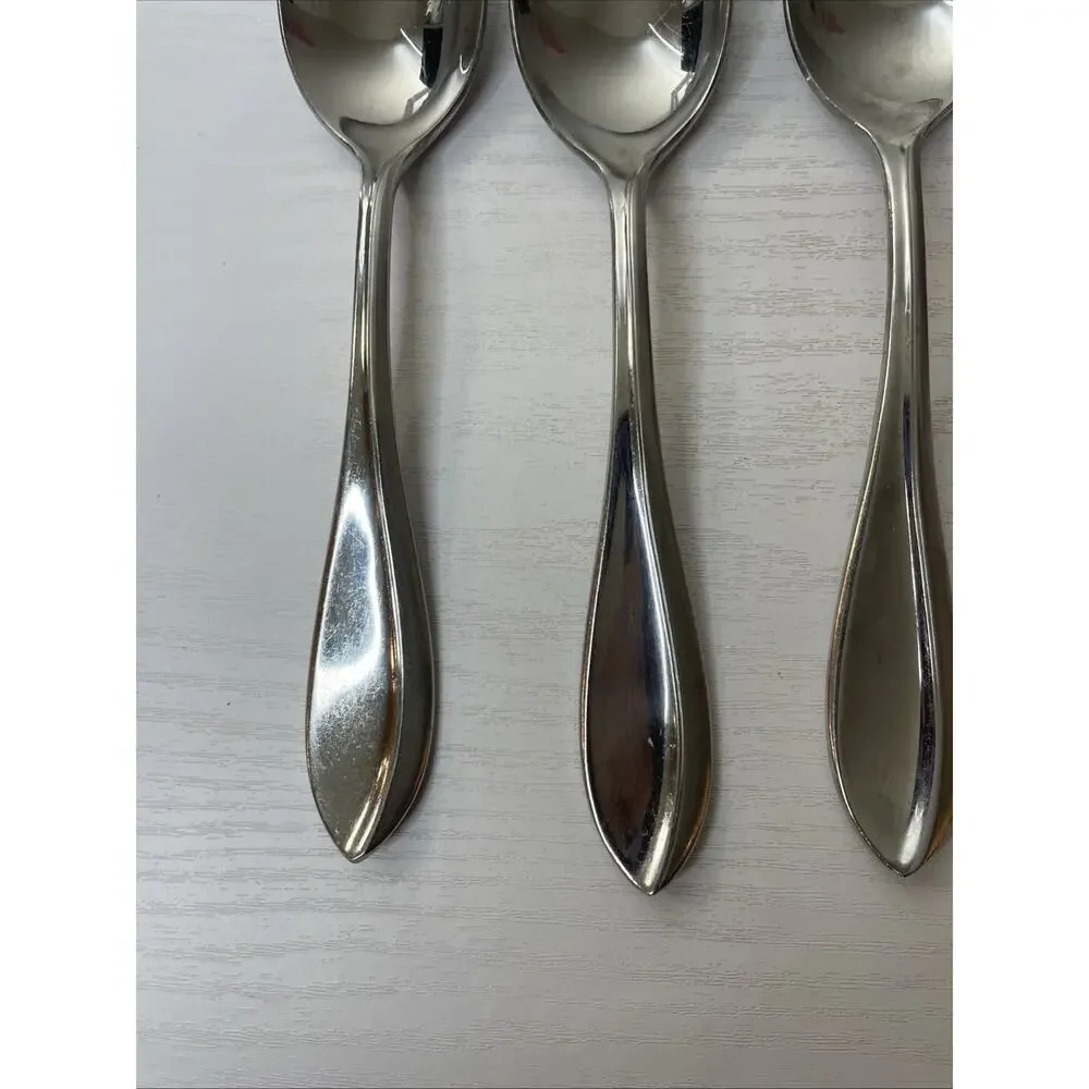 Lot of 8 Cuisinart Carbay Stainless Oval Soup Place Spoons Replacement Flatware